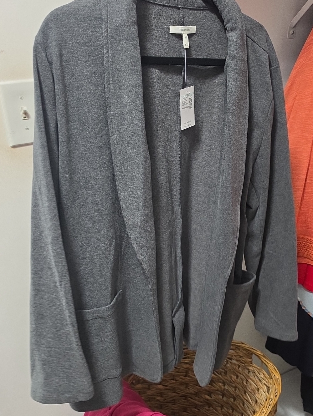 Maurice's Charcoal Gray Open-Front Shawl Collar Jacket